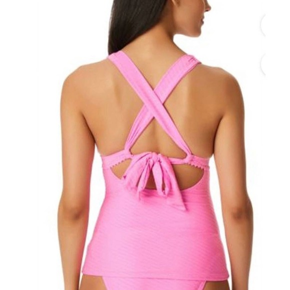Jessica Simpson PINK Pretty in Pique Strappy-Back Tankini Swim Top - Picture 2 of 8